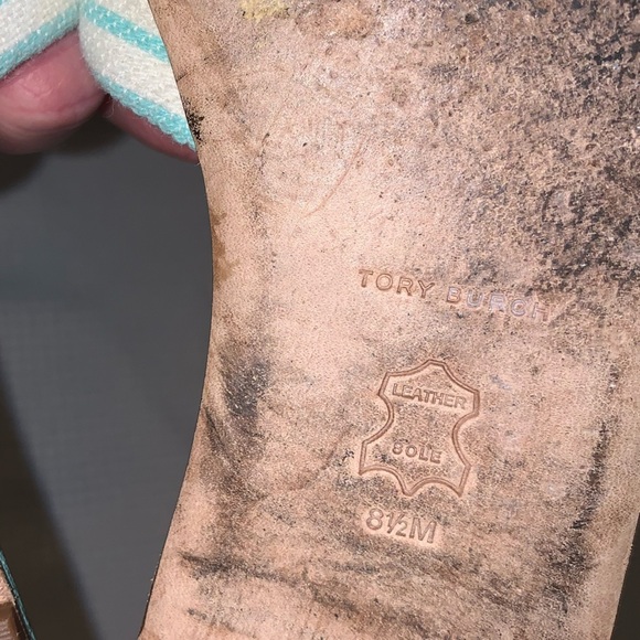 Tory Burch Designer Women's Logo Jacquard leather Slide Sandals 8.5 - Picture 8 of 9